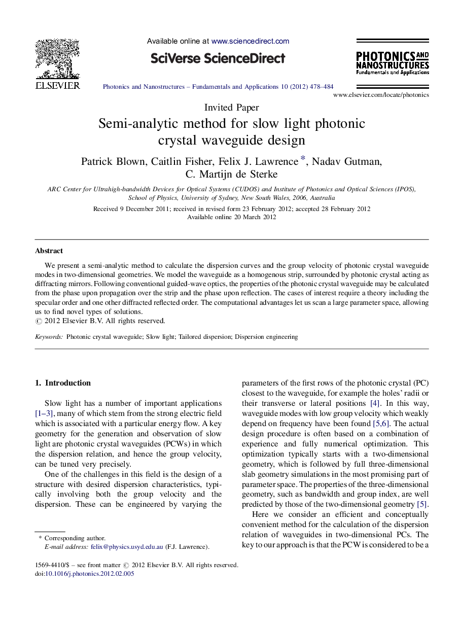 Semi-analytic method for slow light photonic crystal waveguide design