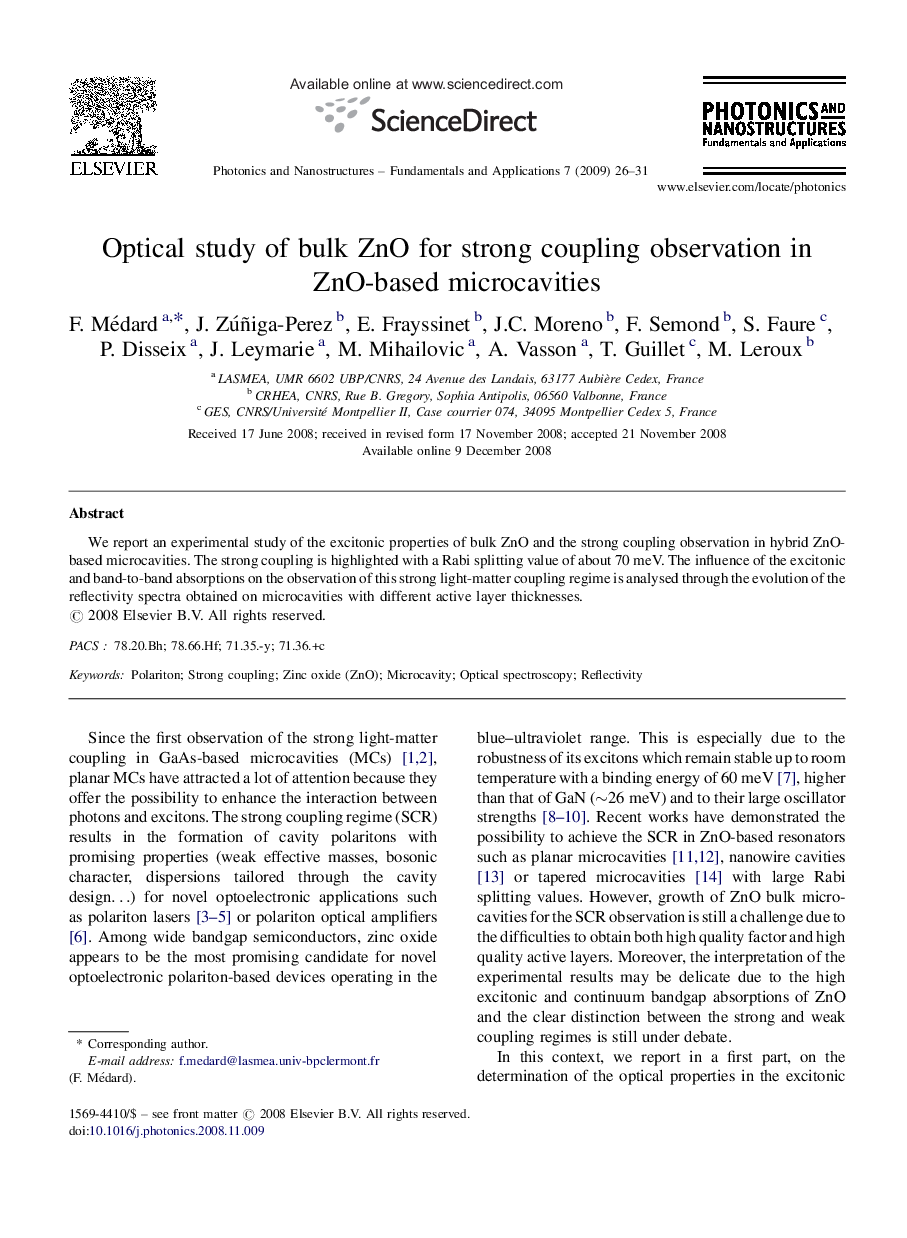 Optical study of bulk ZnO for strong coupling observation in ZnO-based microcavities