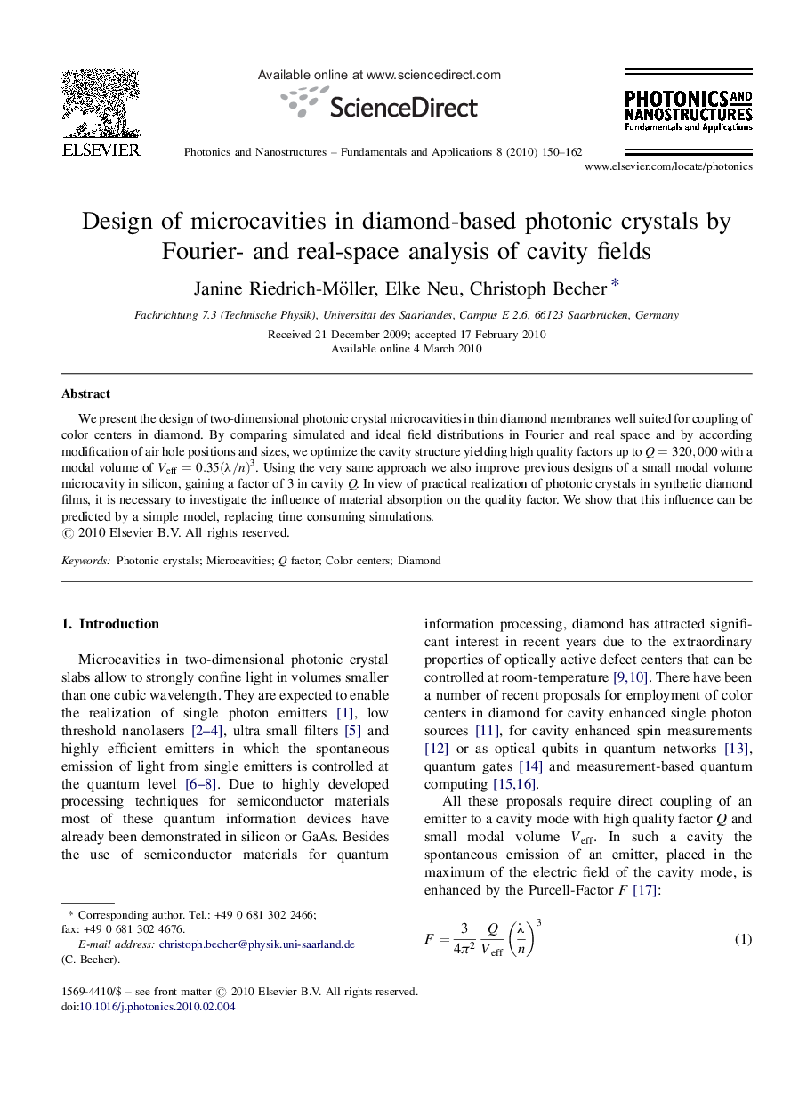 Design of microcavities in diamond-based photonic crystals by Fourier- and real-space analysis of cavity fields