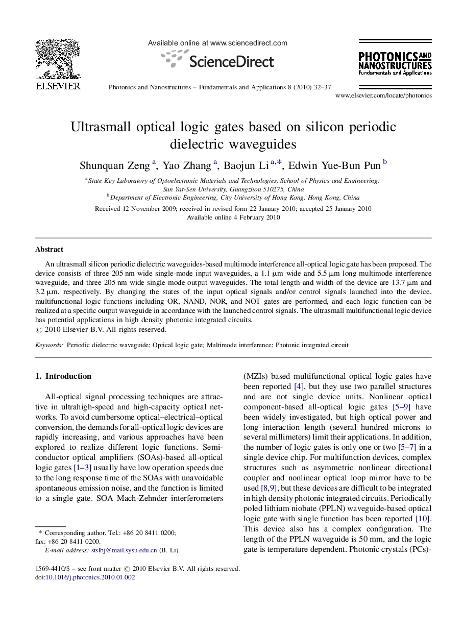 Ultrasmall optical logic gates based on silicon periodic dielectric waveguides