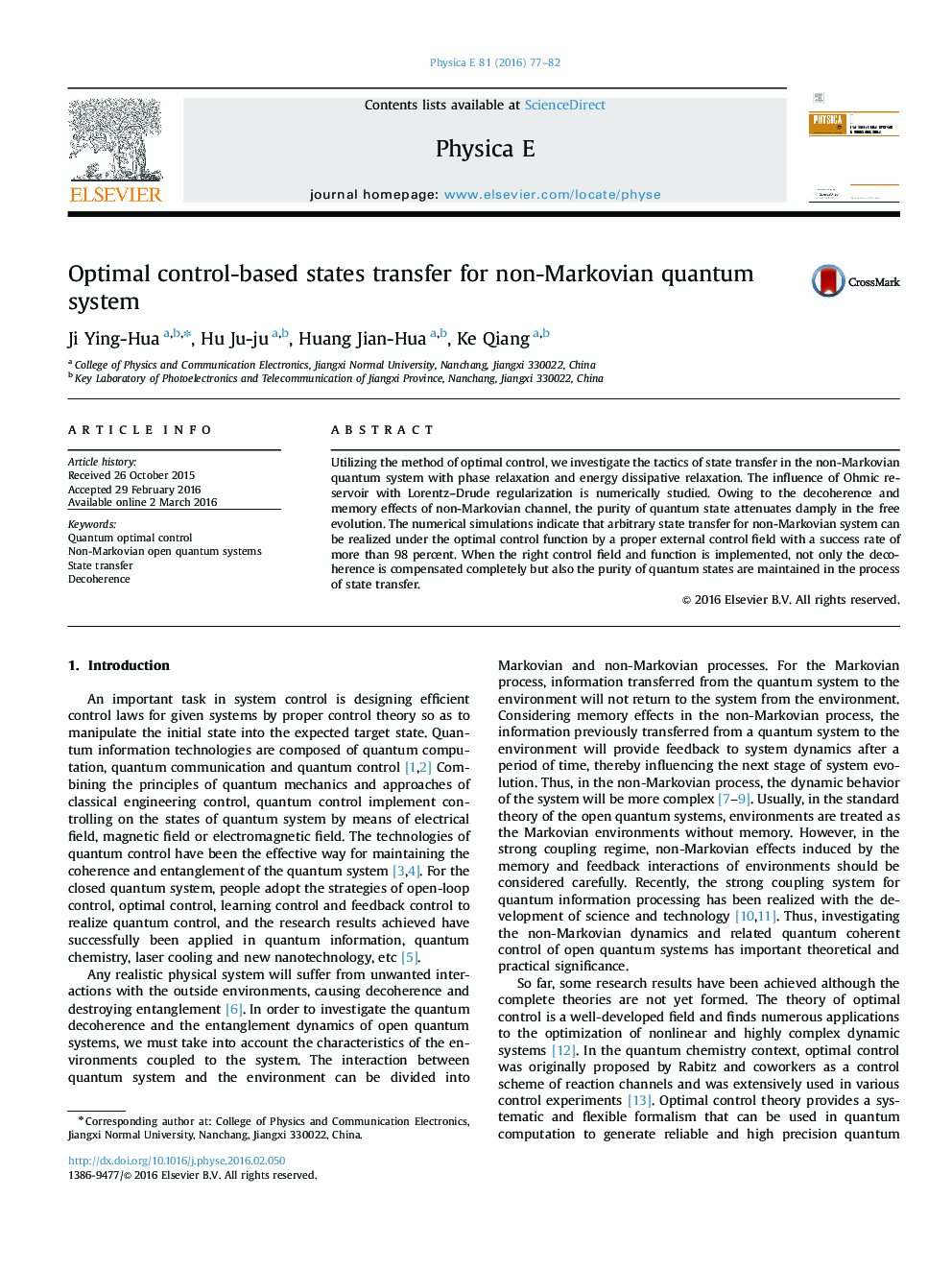 Optimal control-based states transfer for non-Markovian quantum system