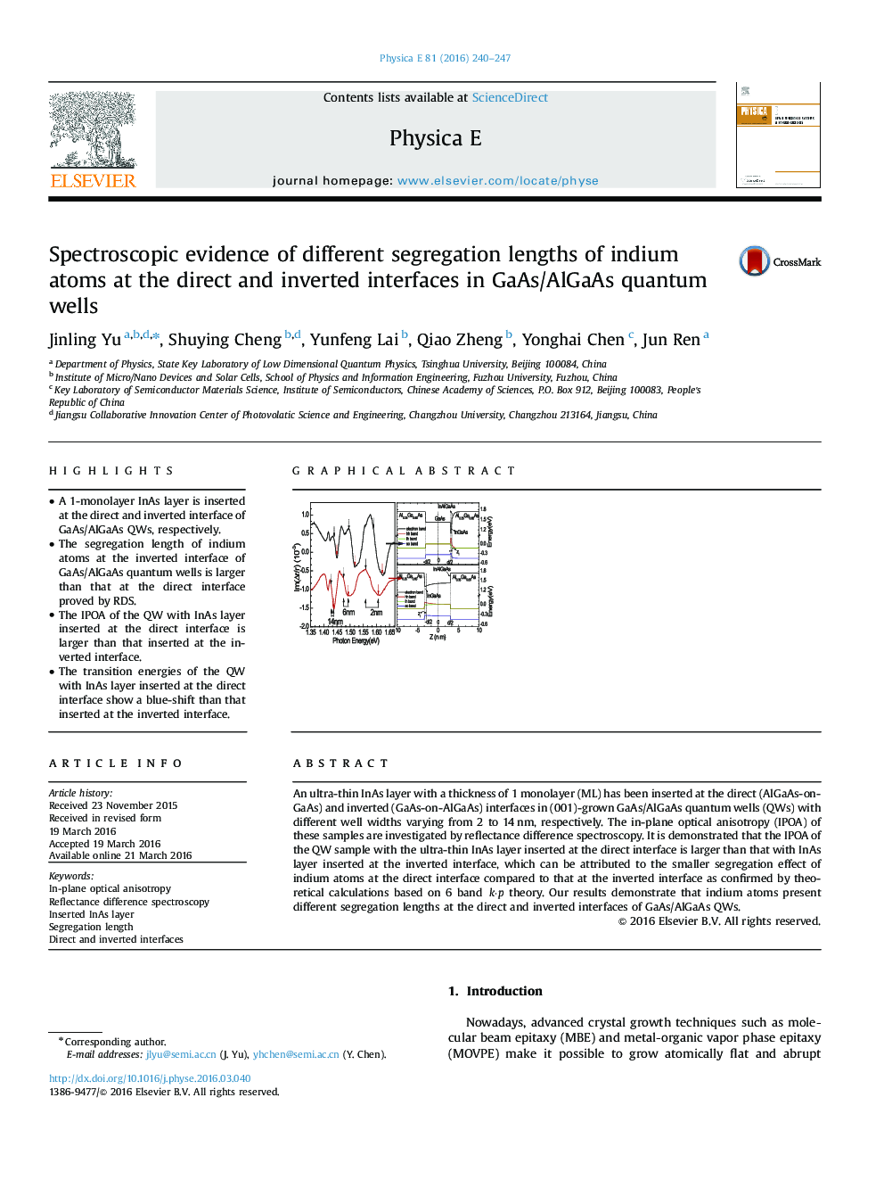 Spectroscopic evidence of different segregation lengths of indium atoms at the direct and inverted interfaces in GaAs/AlGaAs quantum wells