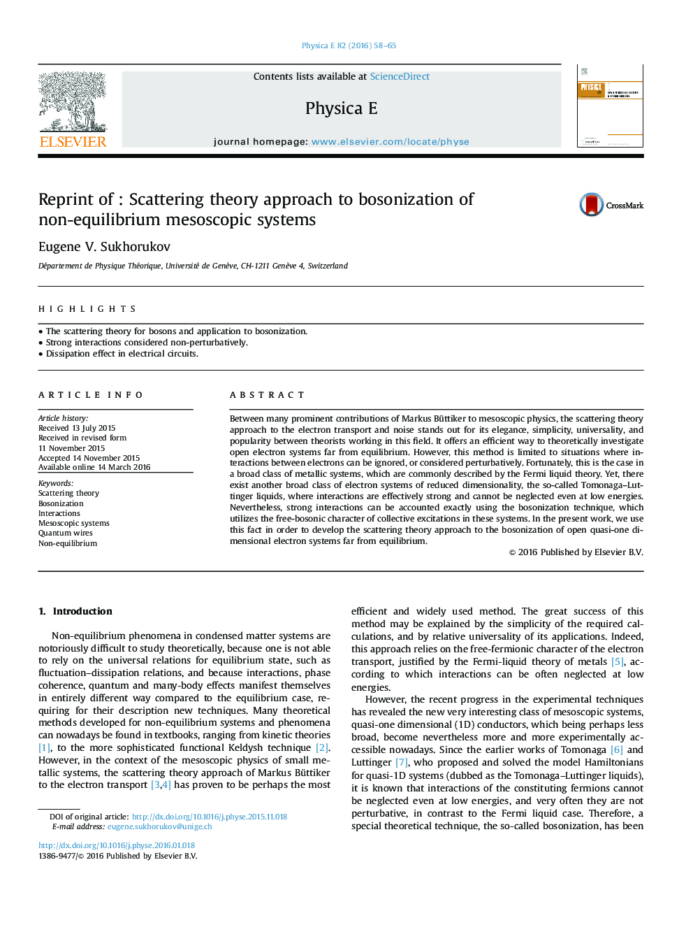 Reprint of : Scattering theory approach to bosonization of non-equilibrium mesoscopic systems