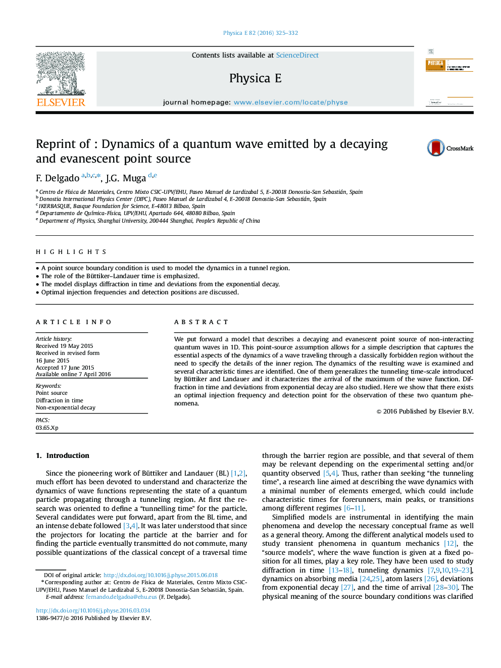 Reprint of : Dynamics of a quantum wave emitted by a decaying and evanescent point source