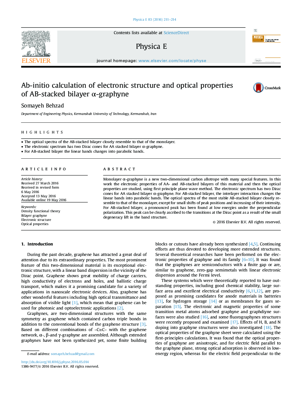 Ab-initio calculation of electronic structure and optical properties of AB-stacked bilayer α-graphyne