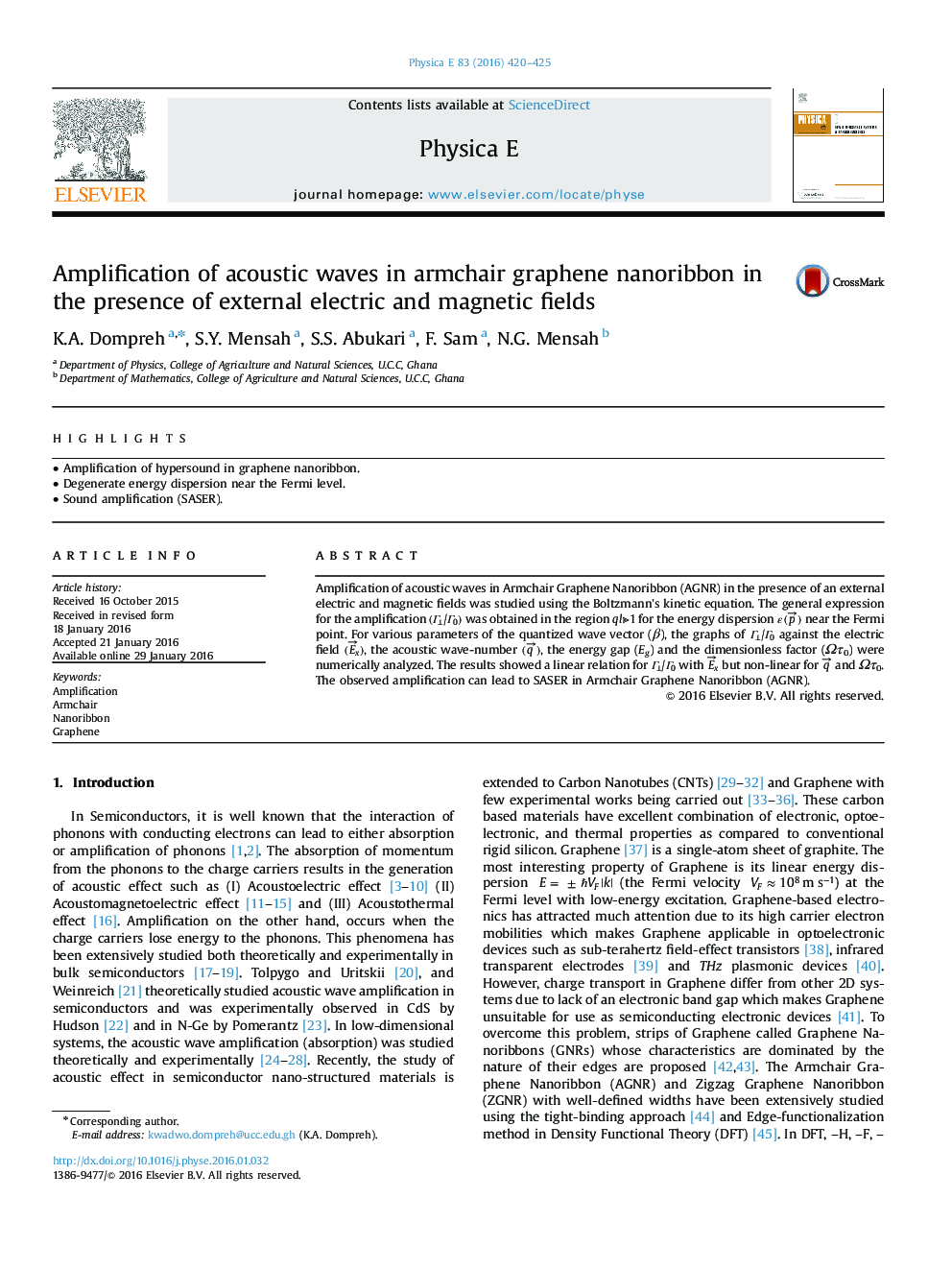 Amplification of acoustic waves in armchair graphene nanoribbon in the presence of external electric and magnetic fields