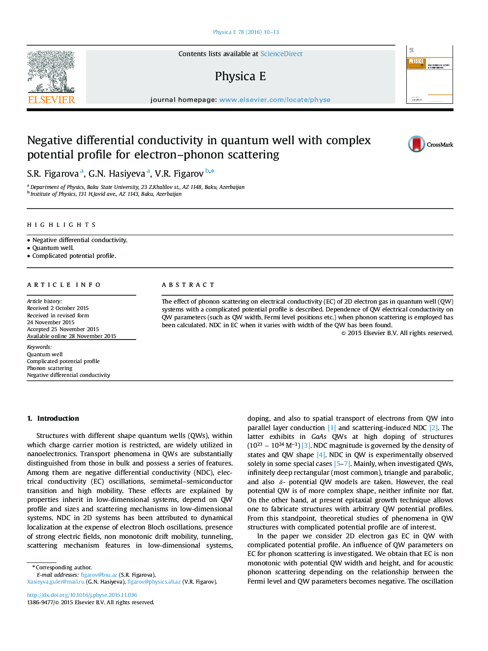 Negative differential conductivity in quantum well with complex potential profile for electron–phonon scattering