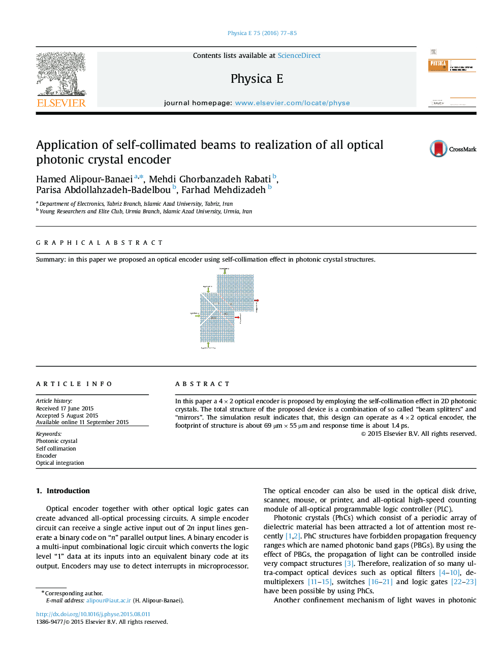 Application of self-collimated beams to realization of all optical photonic crystal encoder