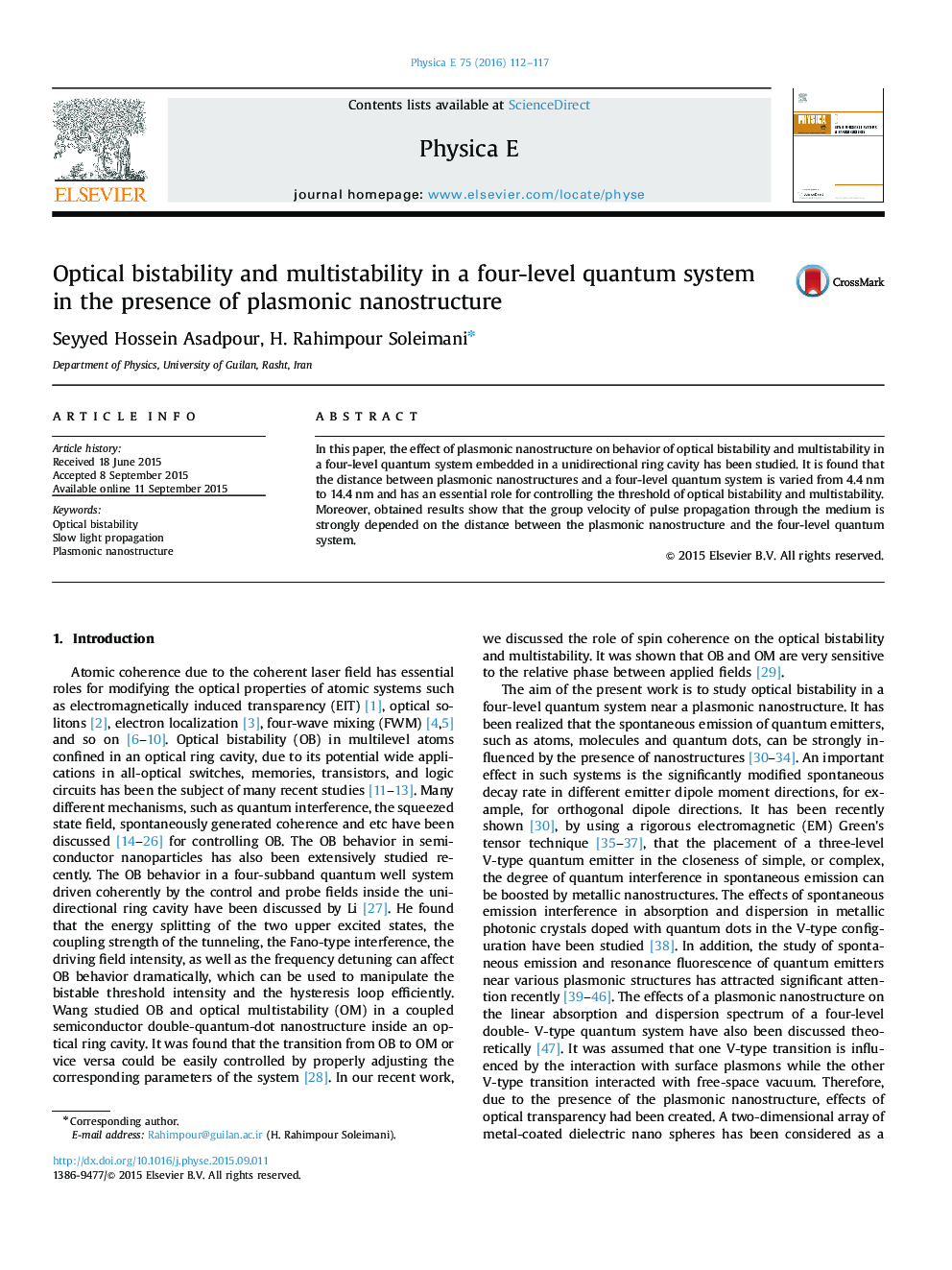 Optical bistability and multistability in a four-level quantum system in the presence of plasmonic nanostructure