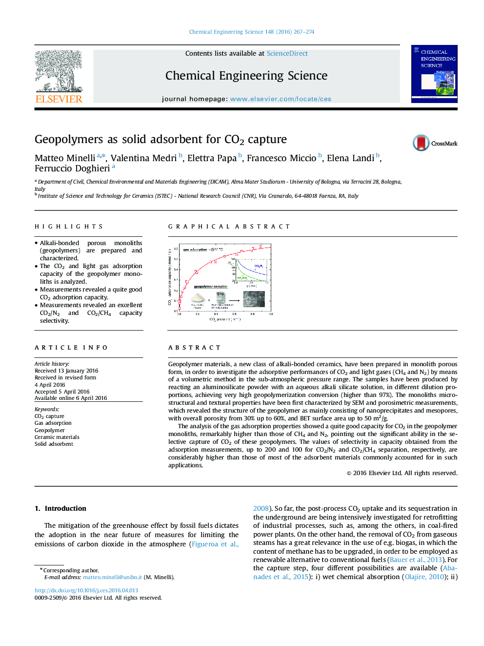 Geopolymers as solid adsorbent for CO2 capture