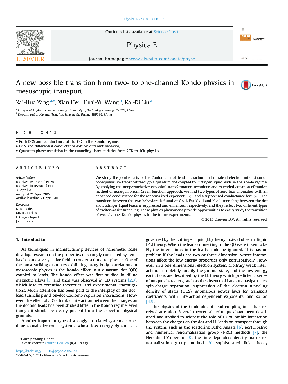 A new possible transition from two- to one-channel Kondo physics in mesoscopic transport