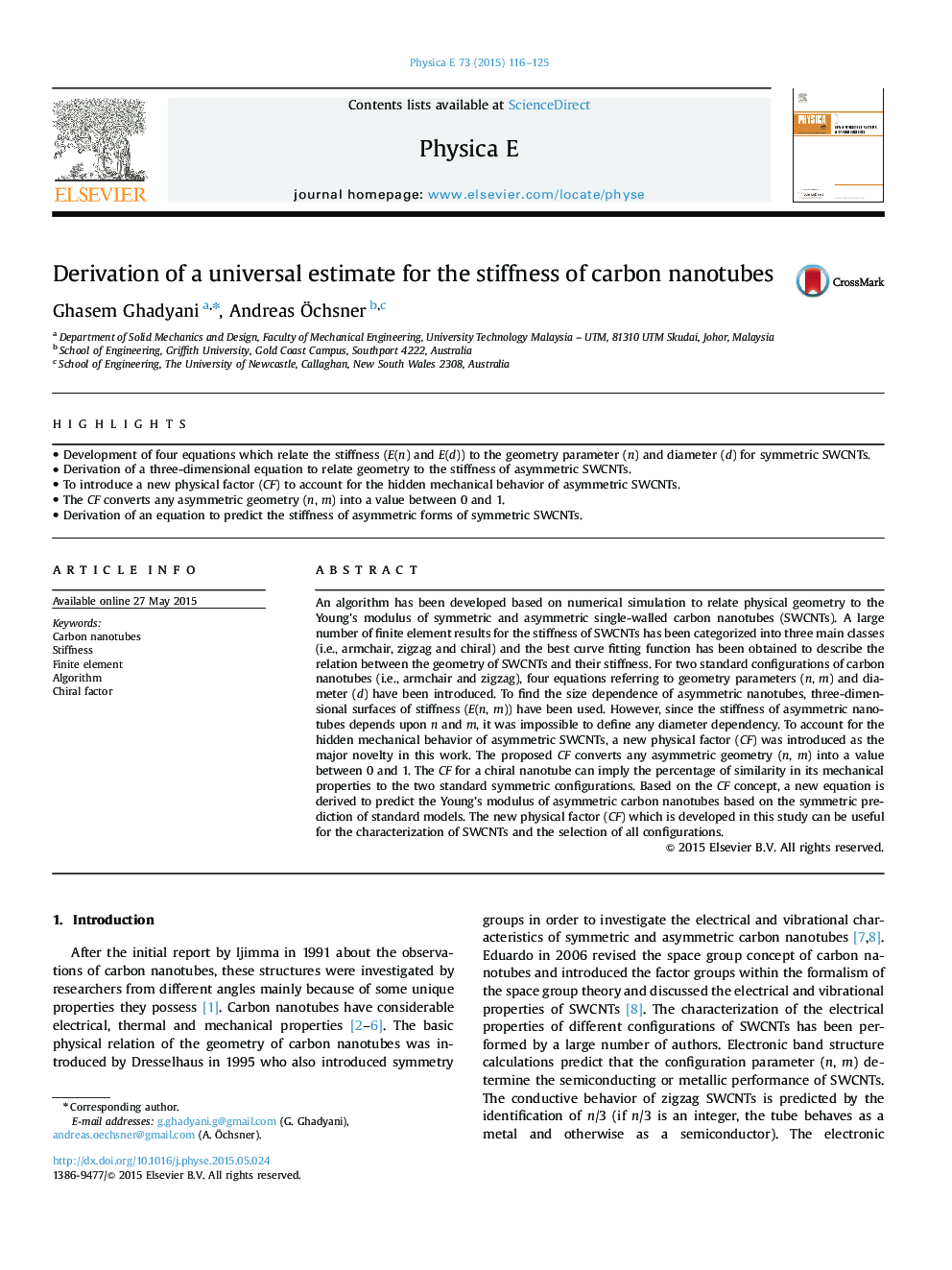 Derivation of a universal estimate for the stiffness of carbon nanotubes