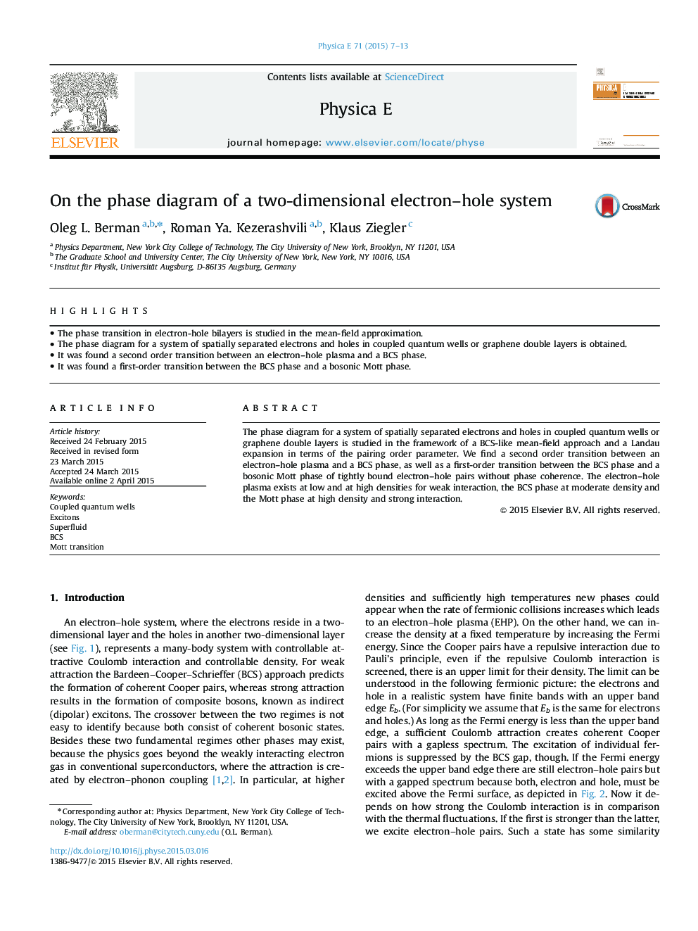 On the phase diagram of a two-dimensional electron–hole system