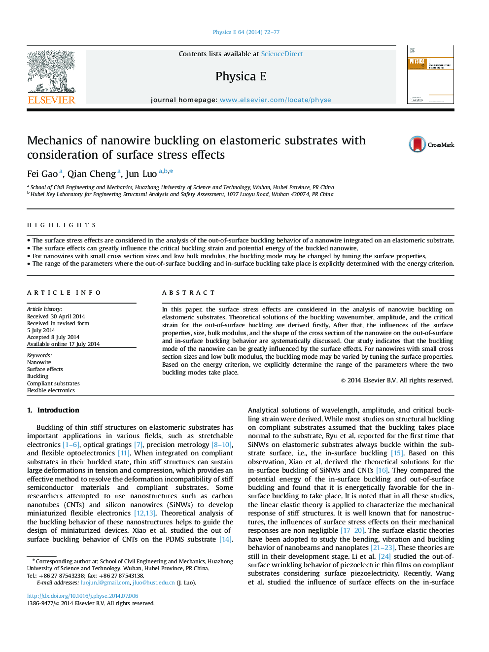 Mechanics of nanowire buckling on elastomeric substrates with consideration of surface stress effects