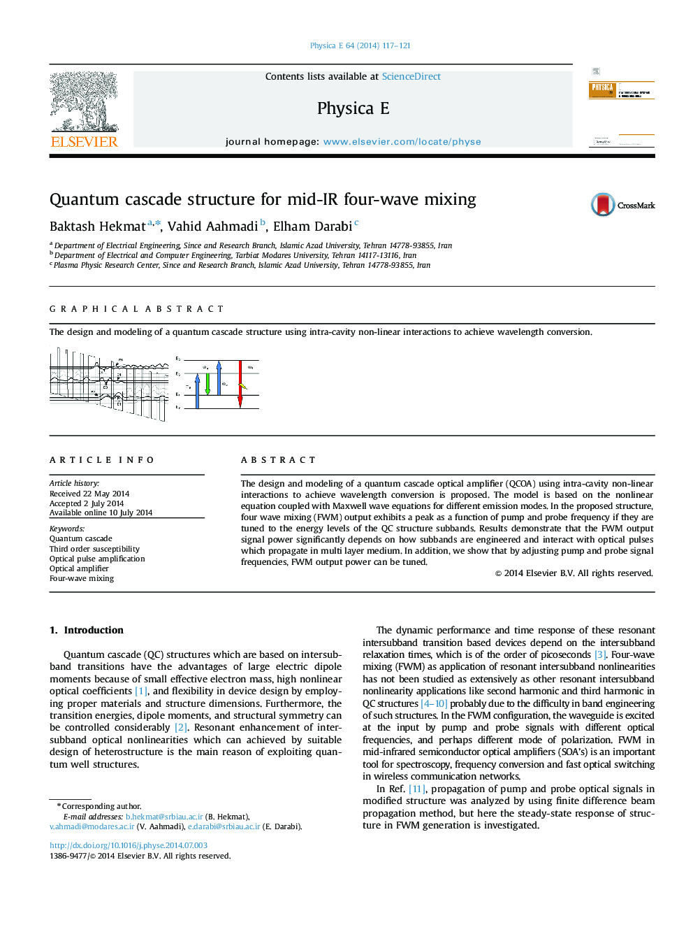 Quantum cascade structure for mid-IR four-wave mixing