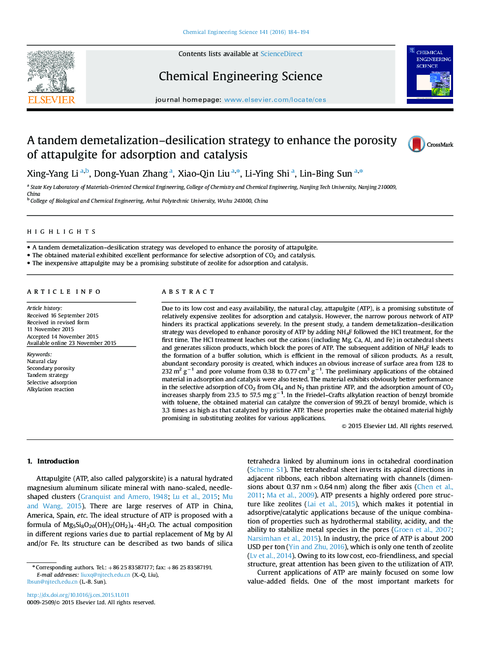 یک استراتژی توزیع مجدد استراتژیک برای افزایش تخلخل آتتپالژیت برای جذب و کاتالیزوری 