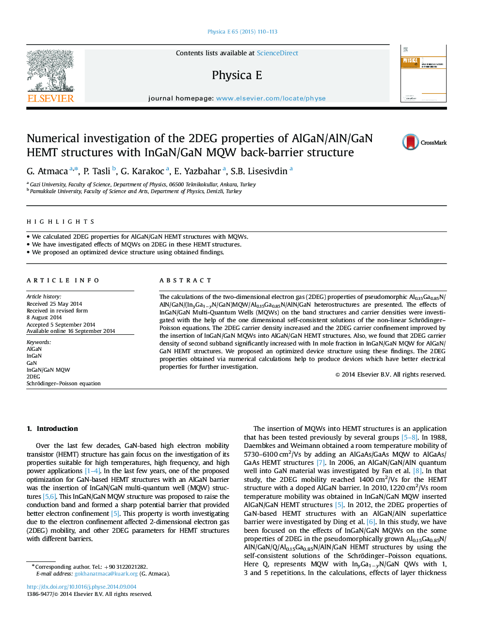 Numerical investigation of the 2DEG properties of AlGaN/AlN/GaN HEMT structures with InGaN/GaN MQW back-barrier structure