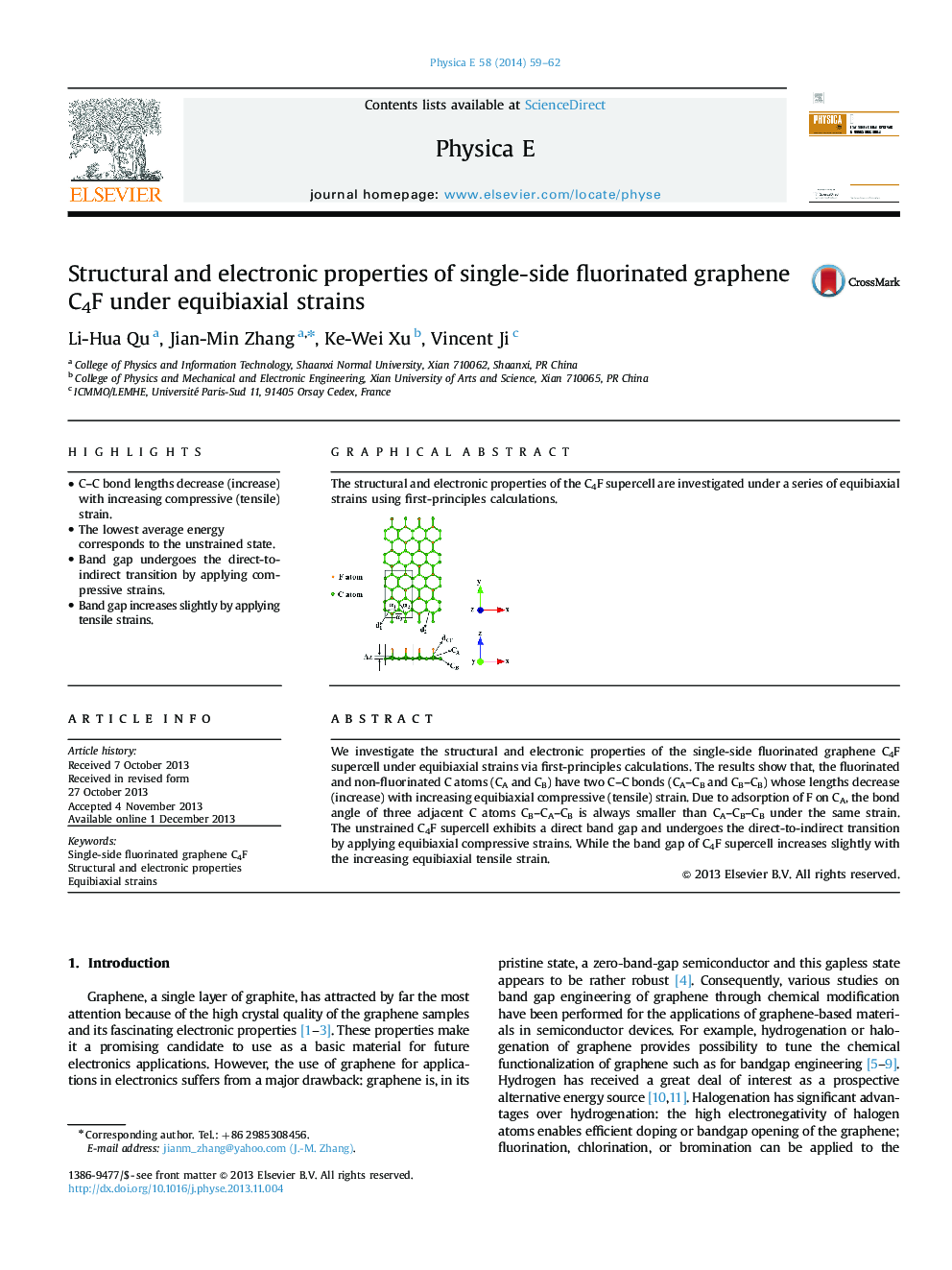 Structural and electronic properties of single-side fluorinated graphene C4F under equibiaxial strains