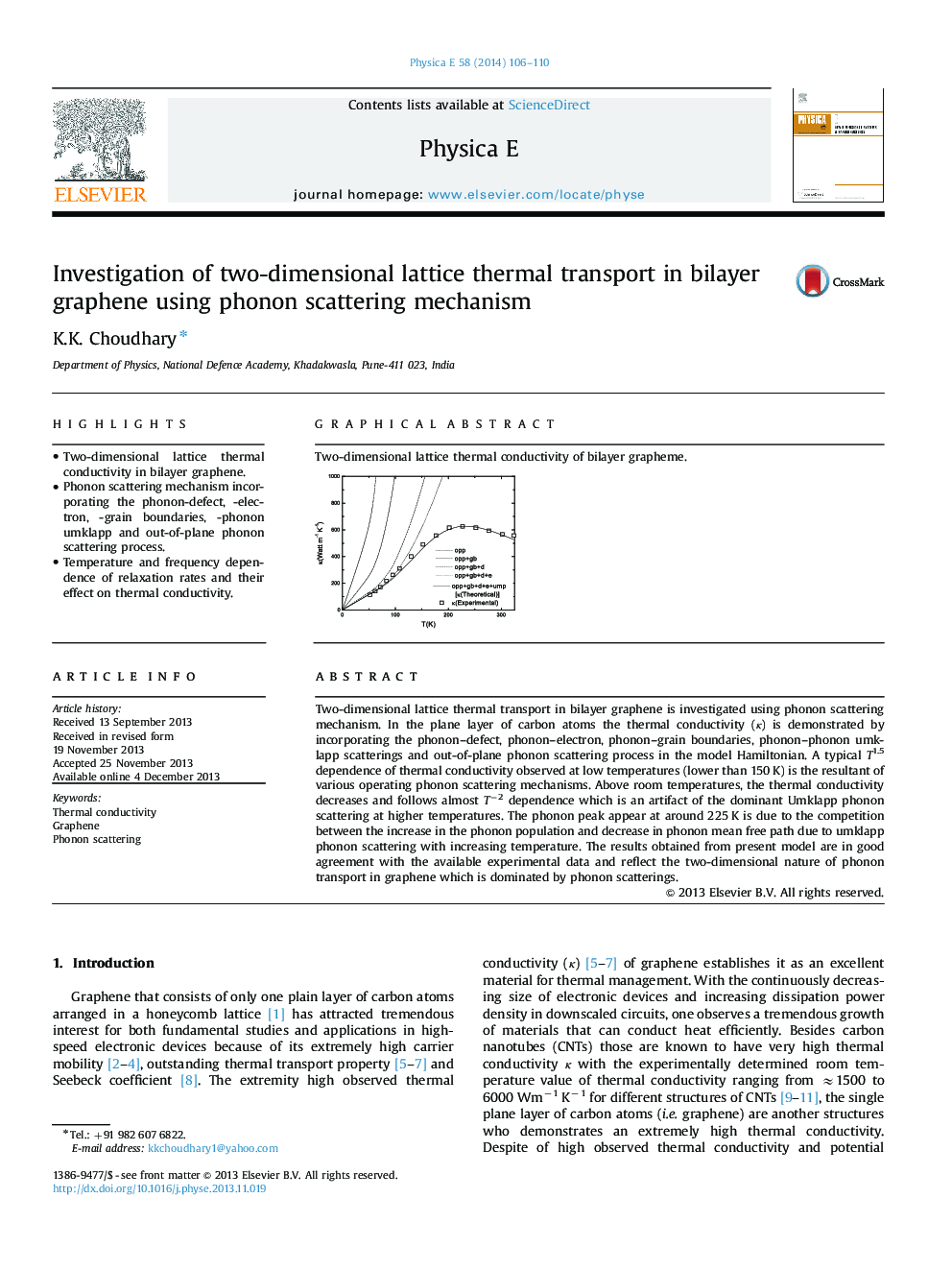 Investigation of two-dimensional lattice thermal transport in bilayer graphene using phonon scattering mechanism