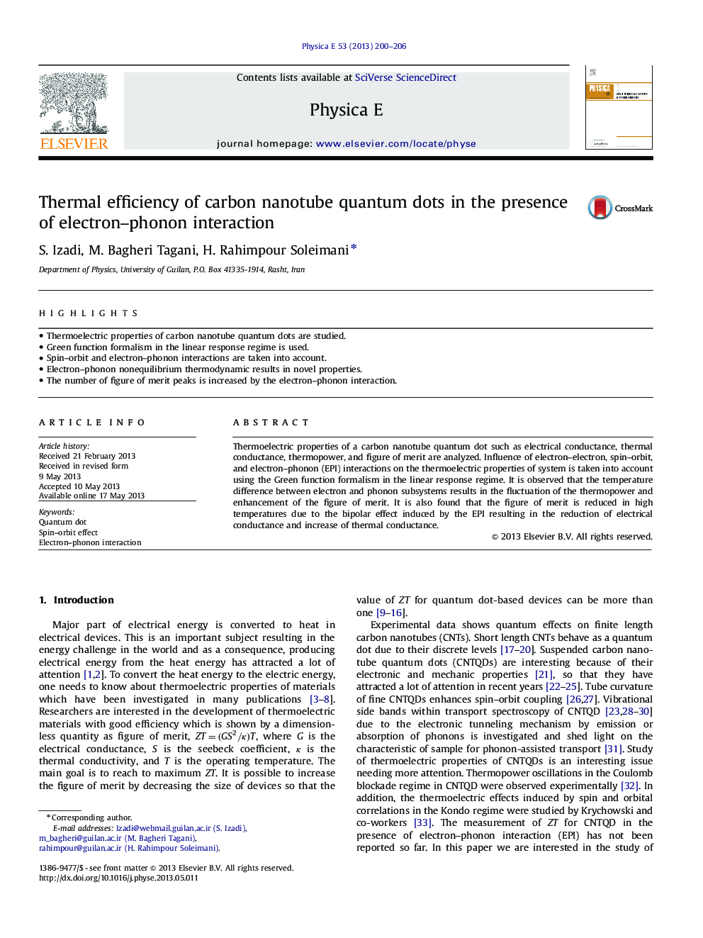 Thermal efficiency of carbon nanotube quantum dots in the presence of electron-phonon interaction