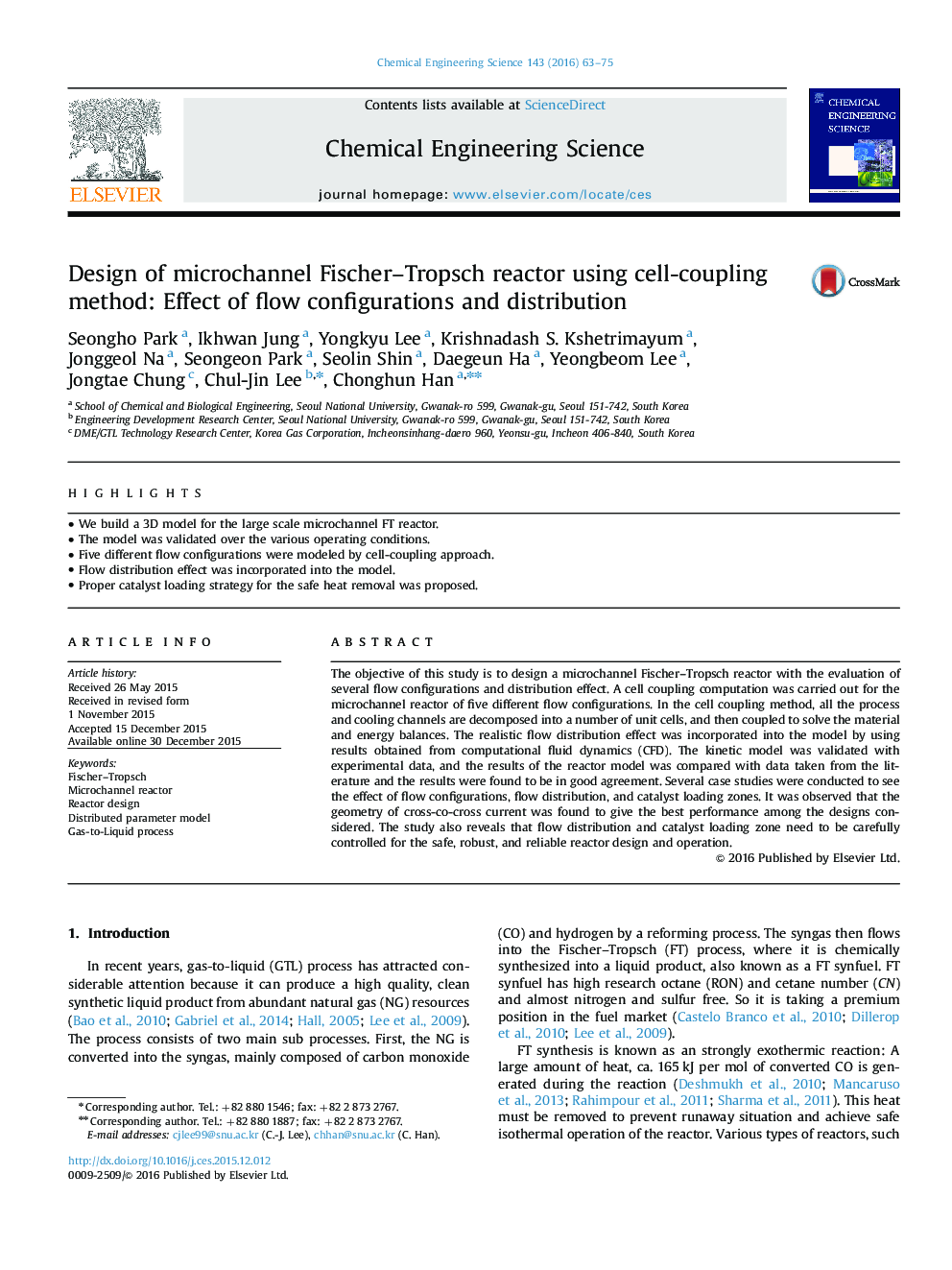 Design of microchannel Fischer–Tropsch reactor using cell-coupling method: Effect of flow configurations and distribution