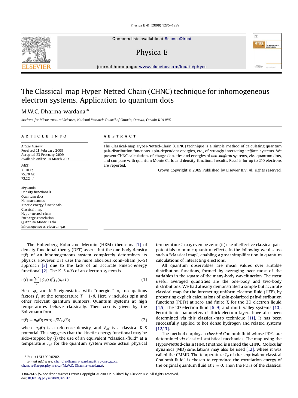 The Classical-map Hyper-Netted-Chain (CHNC) technique for inhomogeneous electron systems. Application to quantum dots