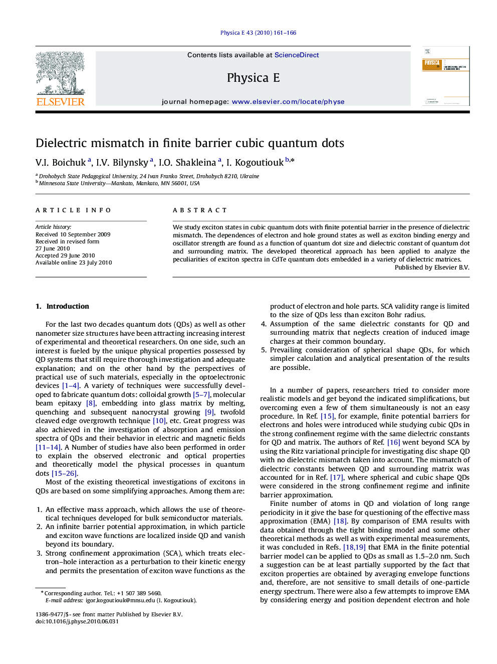 عکس صفحه اول مقاله: Dielectric mismatch in finite barrier cubic quantum dots Dielectric mismatch in finite barrier cubic quantum dots