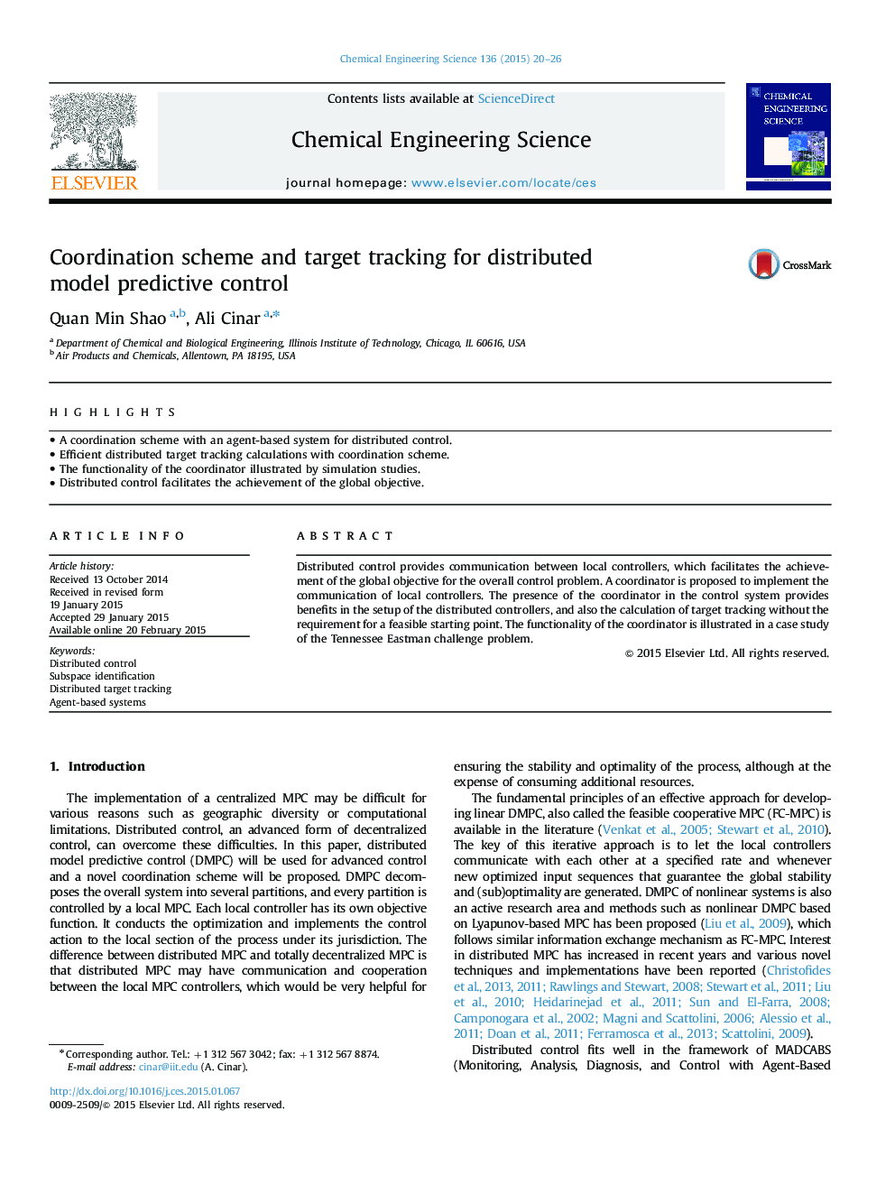 Coordination scheme and target tracking for distributed model predictive control