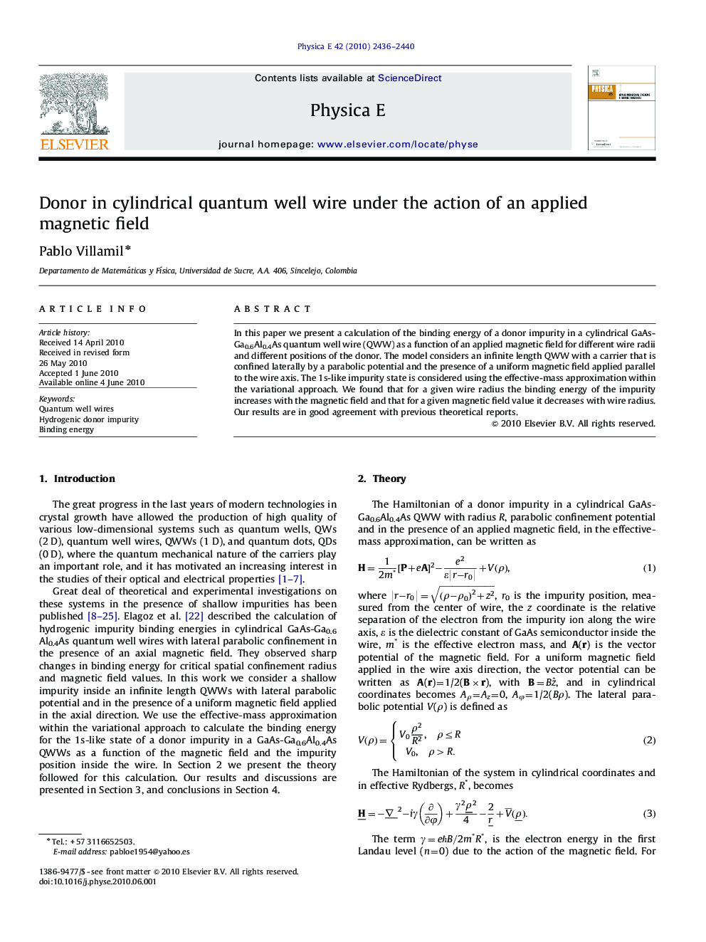 Donor in cylindrical quantum well wire under the action of an applied magnetic field