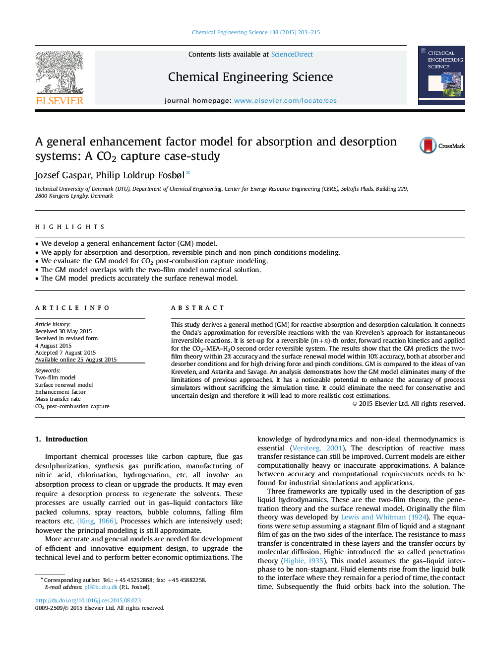 A general enhancement factor model for absorption and desorption systems: A CO2 capture case-study