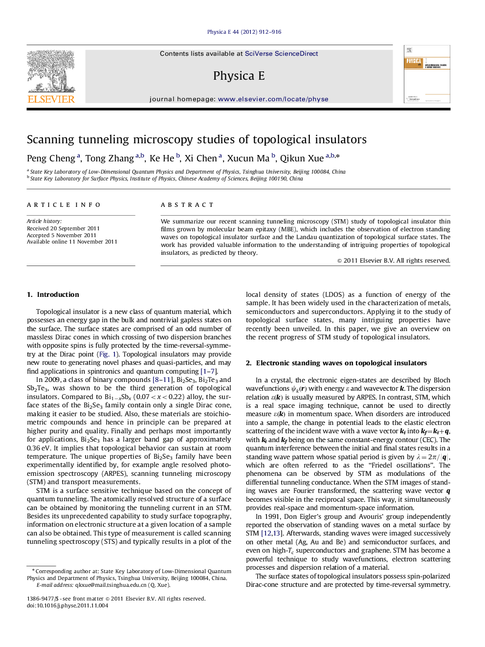 عکس صفحه اول مقاله: Scanning tunneling microscopy studies of topological insulators Scanning tunneling microscopy studies of topological insulators