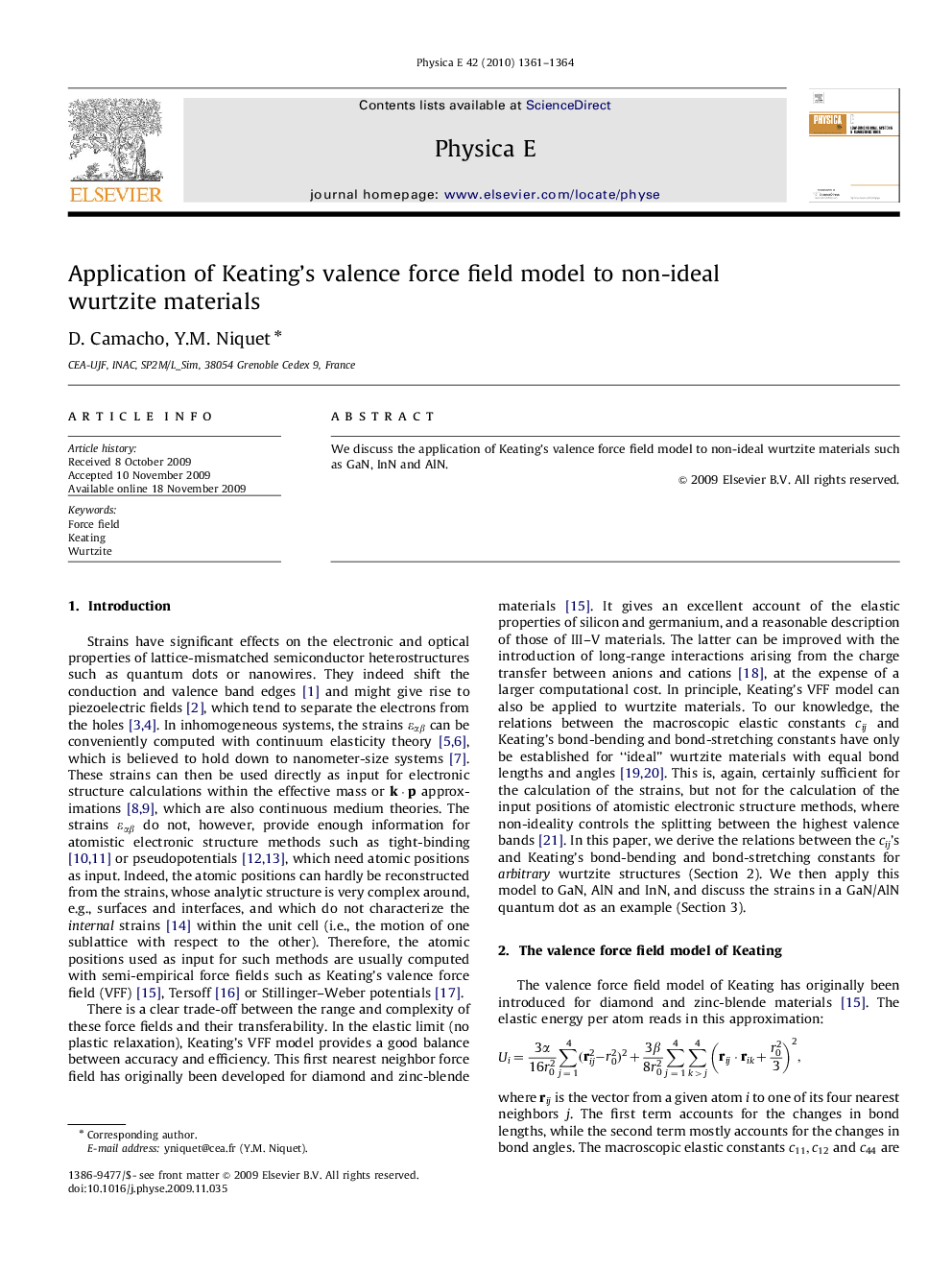 Application of Keating's valence force field model to non-ideal wurtzite materials