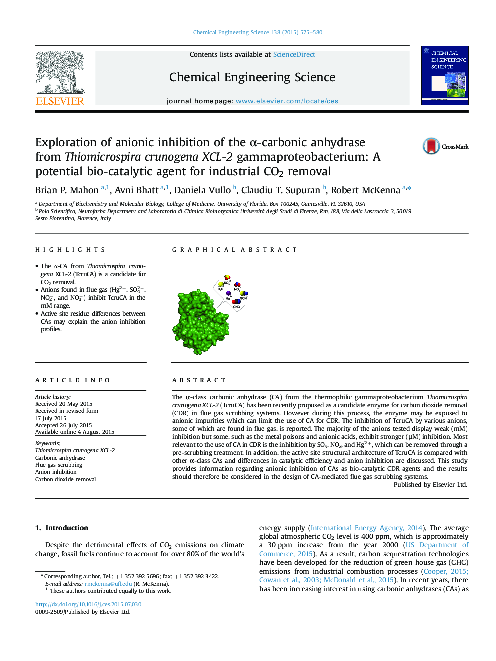 Exploration of anionic inhibition of the α-carbonic anhydrase from Thiomicrospira crunogena XCL-2 gammaproteobacterium: A potential bio-catalytic agent for industrial CO2 removal