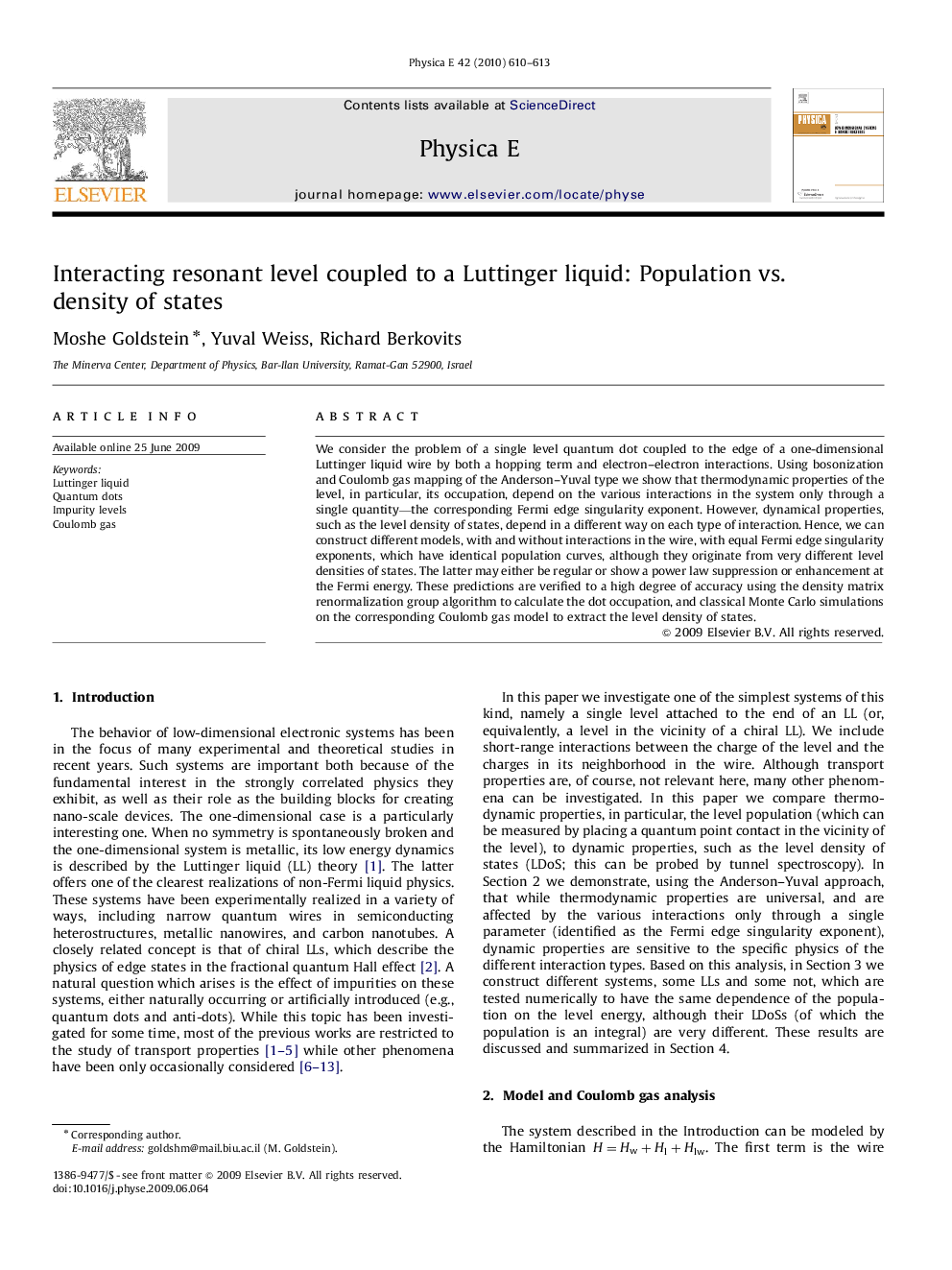 Interacting resonant level coupled to a Luttinger liquid: Population vs. density of states