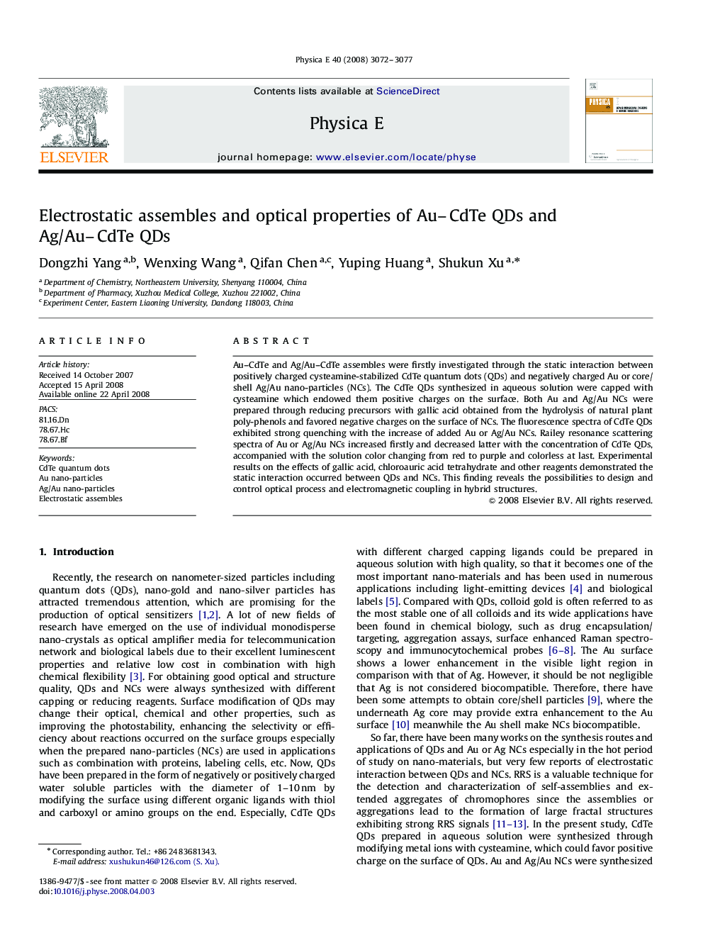 Electrostatic assembles and optical properties of Au–CdTe QDs and Ag/Au–CdTe QDs