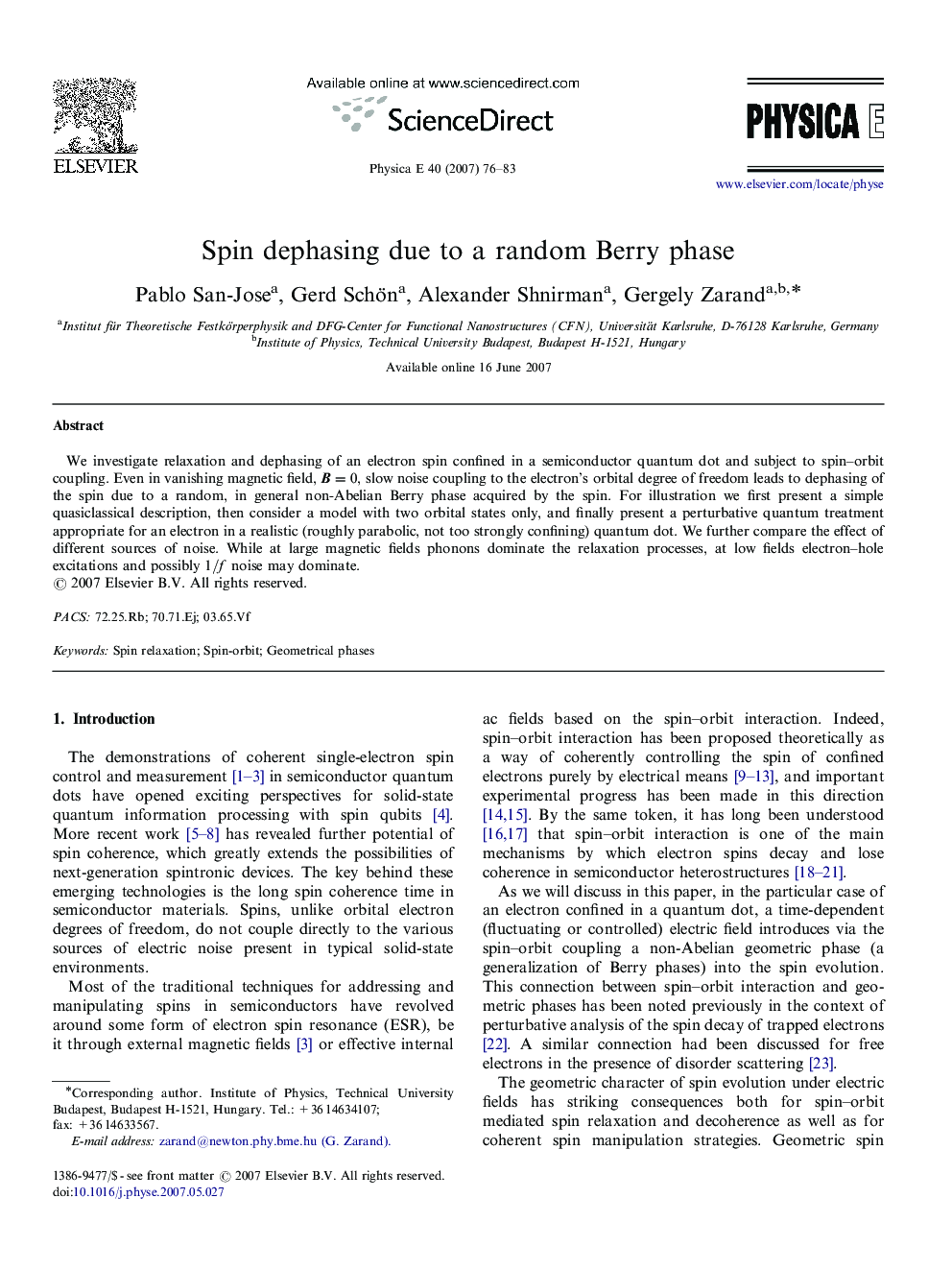 Spin dephasing due to a random Berry phase