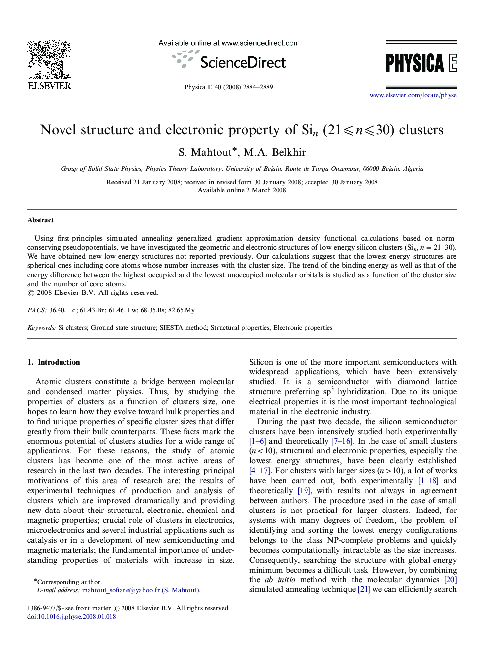 Novel structure and electronic property of Sin (21⩽n⩽30) clusters