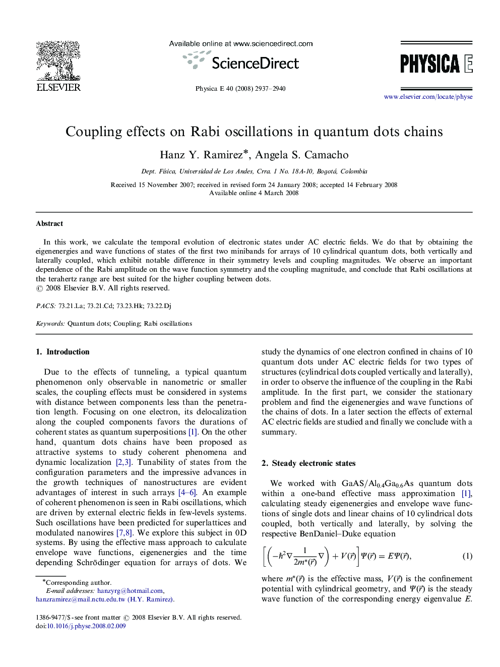 Coupling effects on Rabi oscillations in quantum dots chains