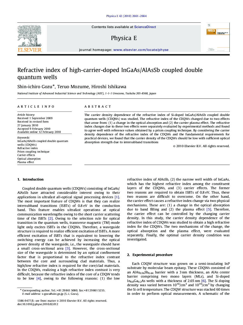 Refractive index of high-carrier-doped InGaAs/AlAsSb coupled double quantum wells