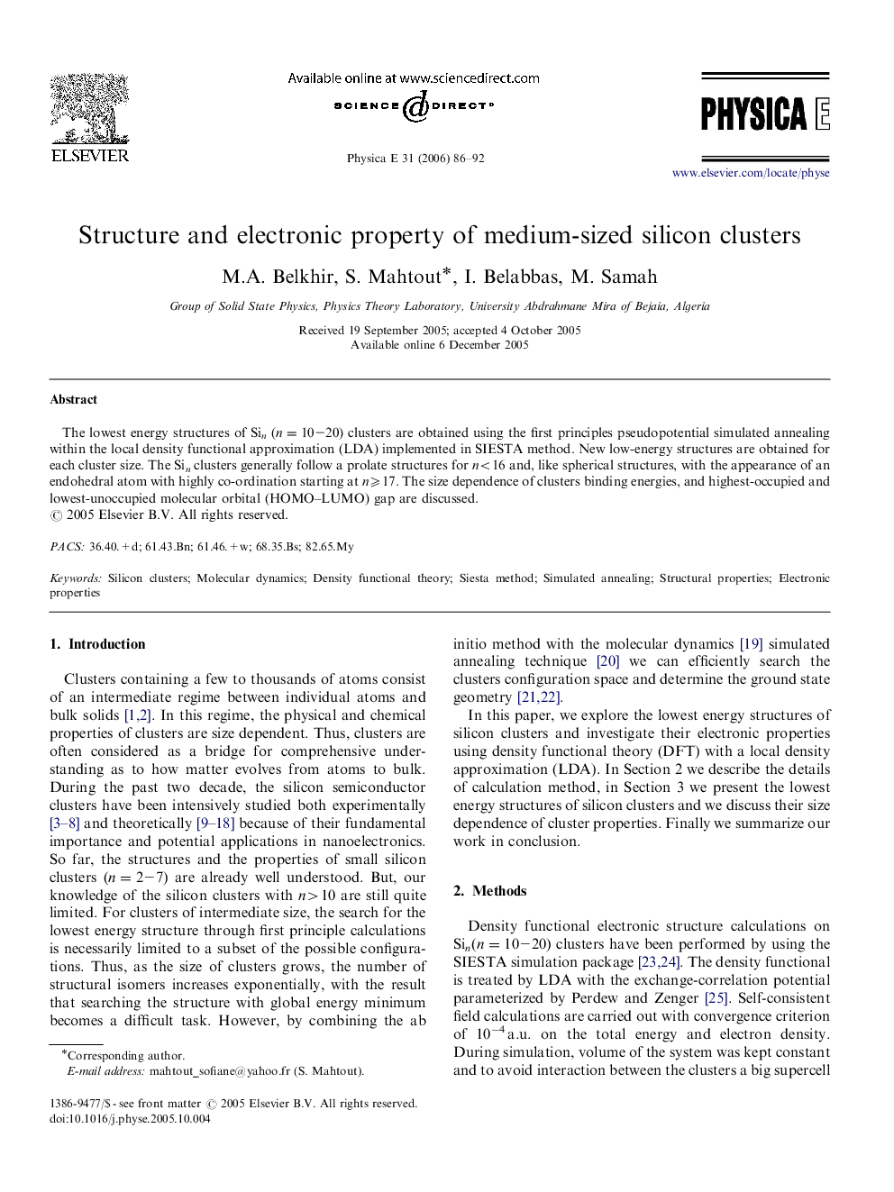 Structure and electronic property of medium-sized silicon clusters