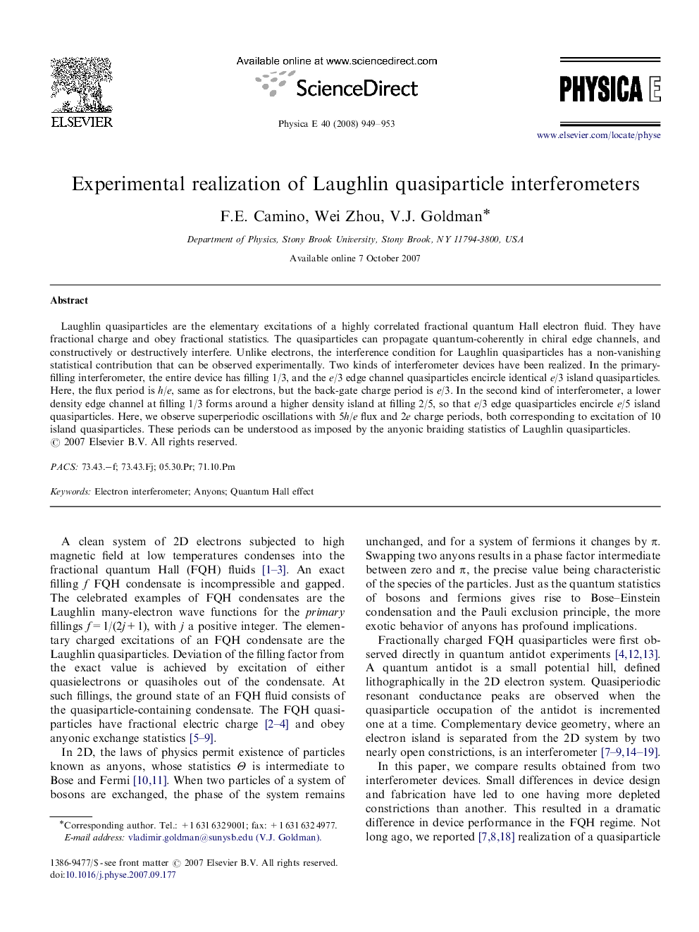 Experimental realization of Laughlin quasiparticle interferometers