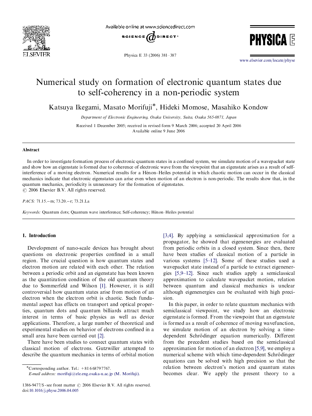 عکس صفحه اول مقاله: Numerical study on formation of electronic quantum states due to self-coherency in a non-periodic system Numerical study on formation of electronic quantum states due to self-coherency in a non-periodic system