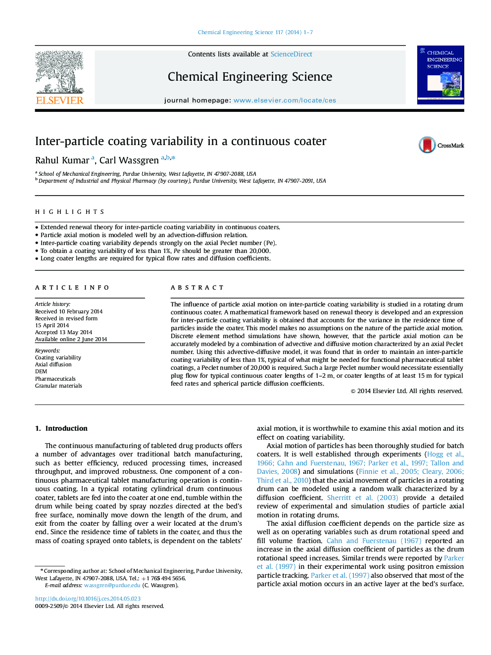 Inter-particle coating variability in a continuous coater