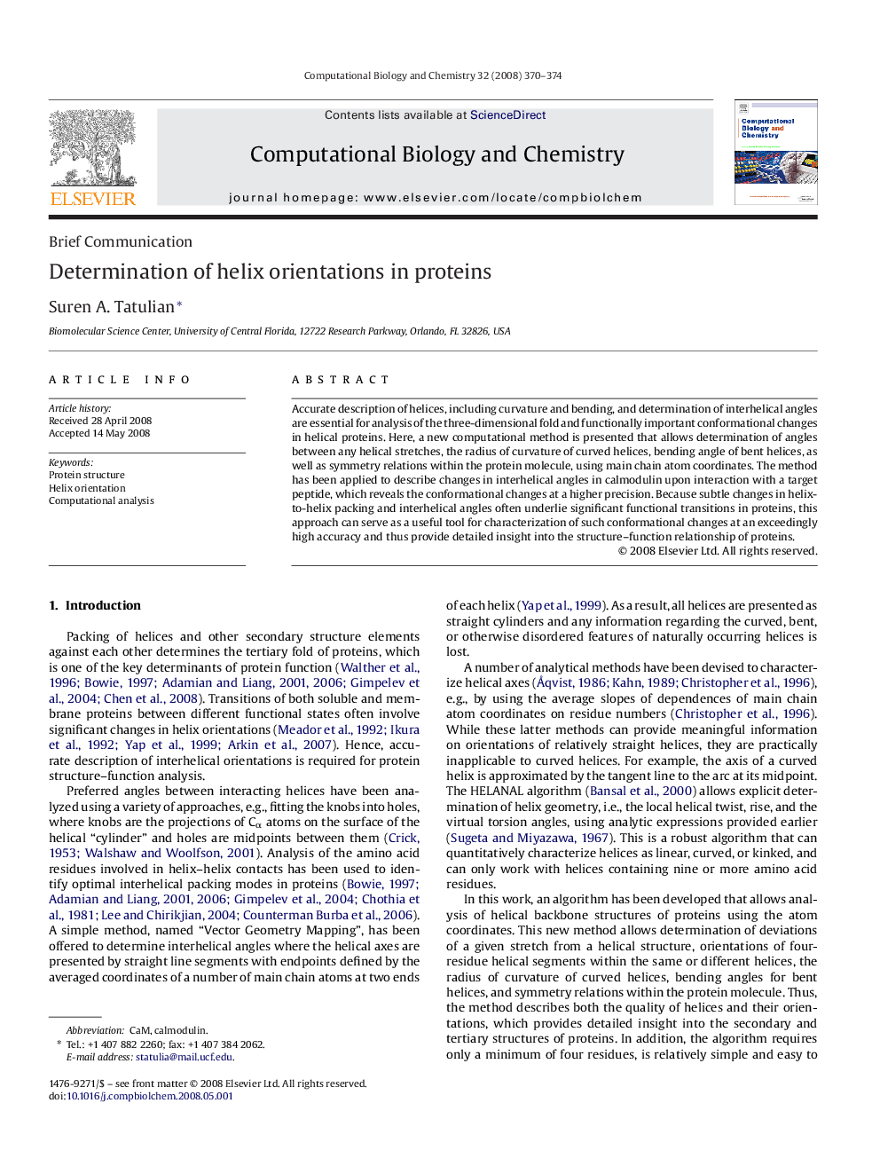 Determination of helix orientations in proteins