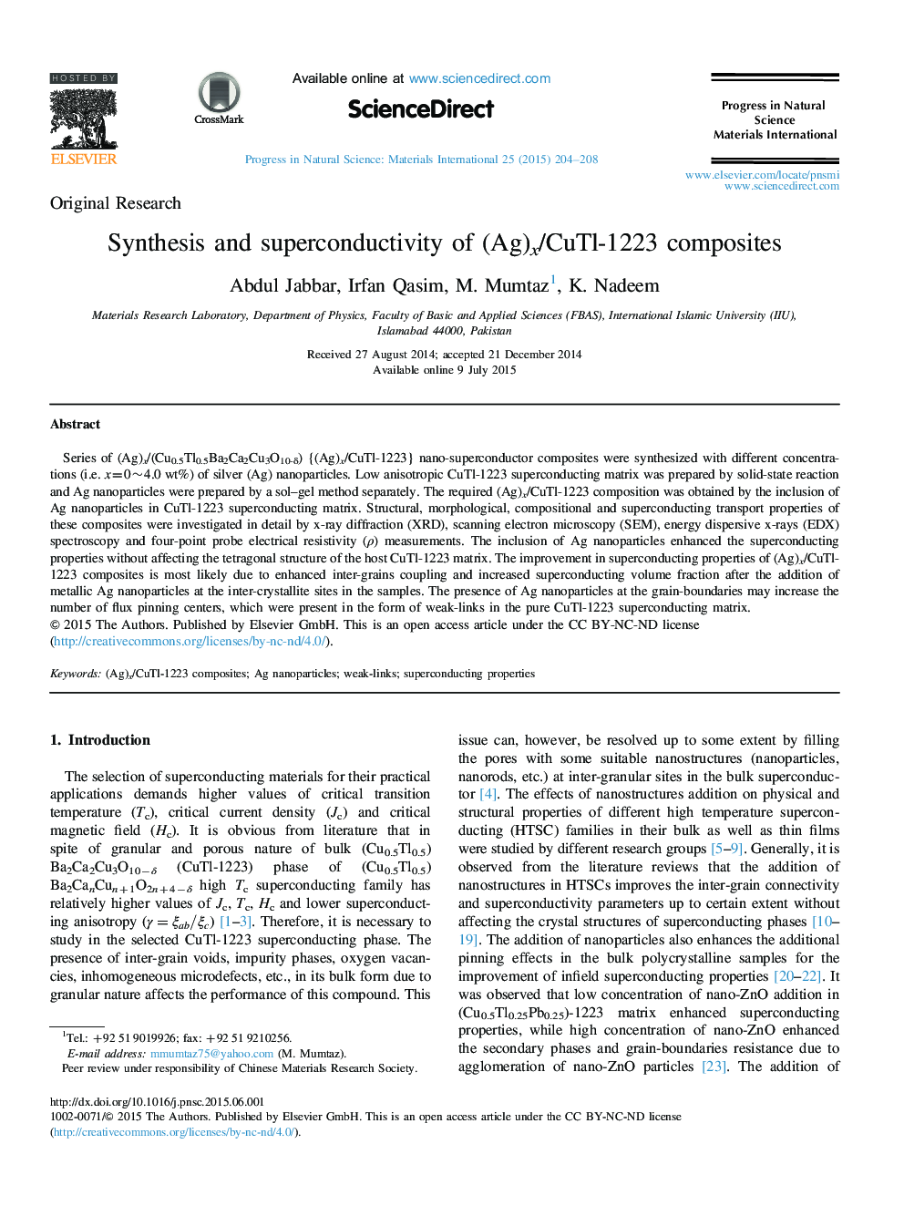 Synthesis and superconductivity of (Ag)x/CuTl-1223 composites 