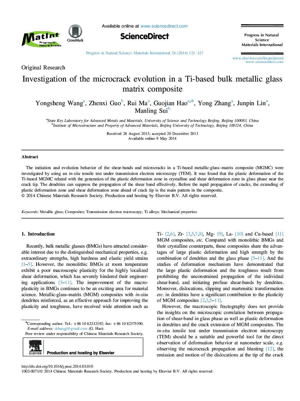 Investigation of the microcrack evolution in a Ti-based bulk metallic glass matrix composite 