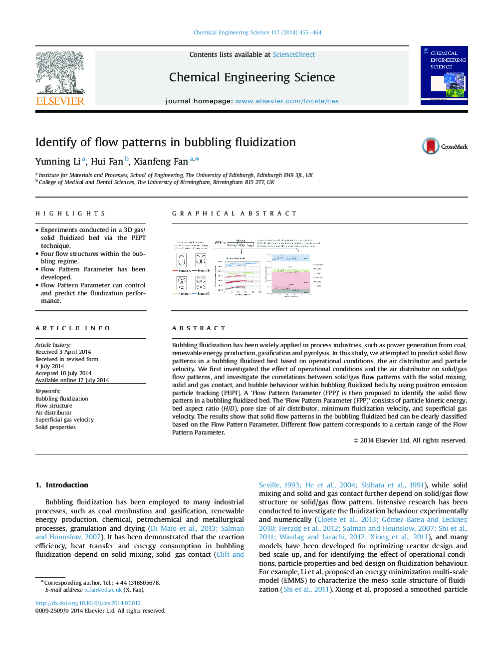 Identify of flow patterns in bubbling fluidization