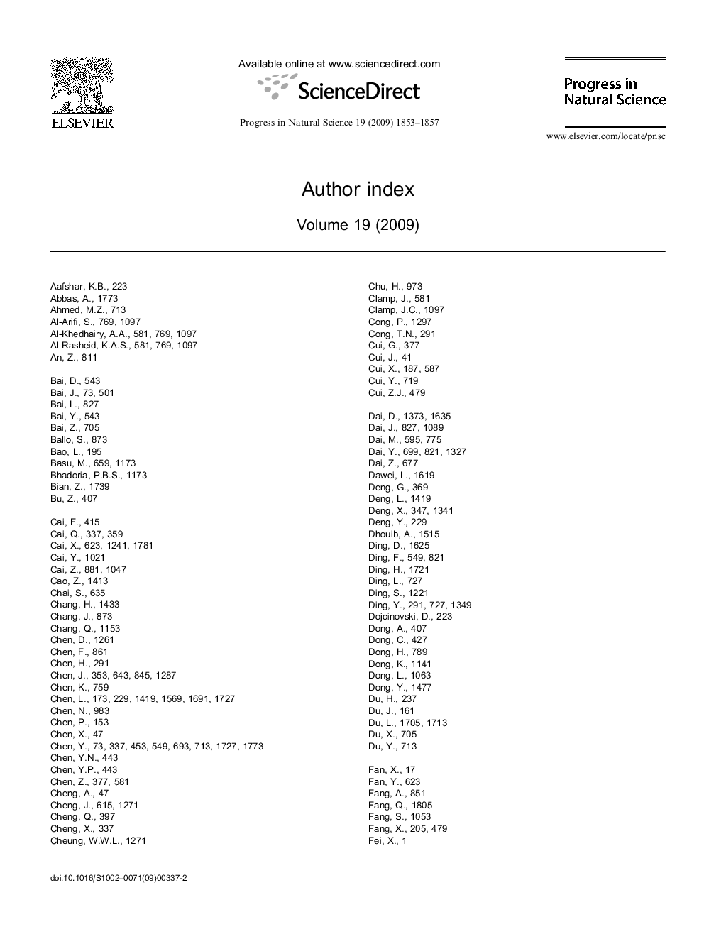 Author index (Volume 19 (2009))