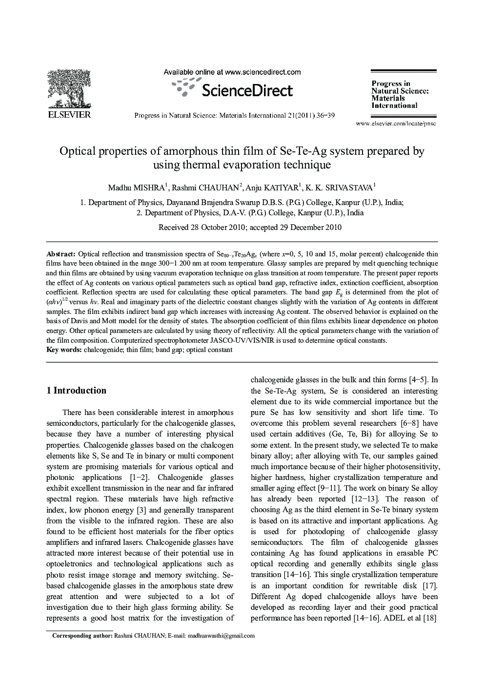 Optical properties of amorphous thin film of Se-Te-Ag system prepared by using thermal evaporation technique