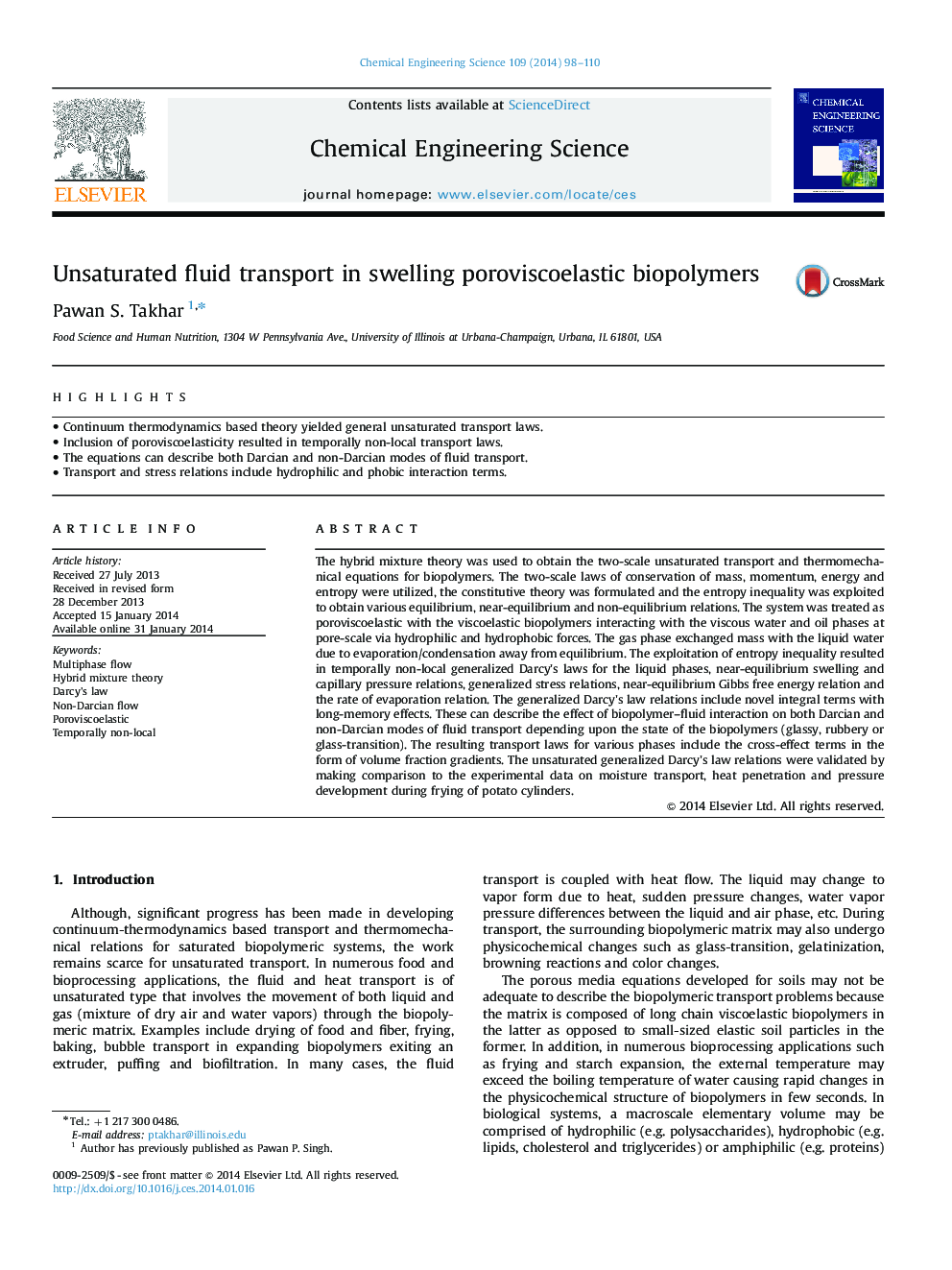 عکس صفحه اول مقاله: Unsaturated fluid transport in swelling poroviscoelastic biopolymers Unsaturated fluid transport in swelling poroviscoelastic biopolymers